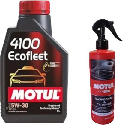 MOTUL 4100 ECOFLEET 5W30 (1ltr)+ DASHBOARD & CAR SHINE(500ML)COMBO Synthetic Blend Engine Oil