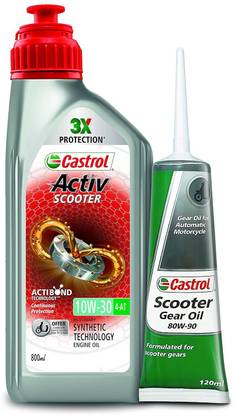 Castrol 10W-30 4-AT Castrol Activ Synthetic Engine Oil for Scooter 800 ML & Castrol Gear Oil Synthetic Blend Engine Oil