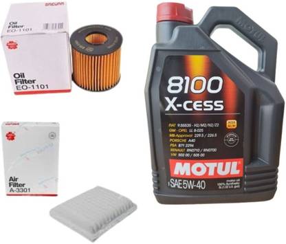 MOTUL 8100 5W40 Engine Oil, Air & Oil filters Combo COROLLA ALTIS DIESEL Full-Synthetic Engine Oil