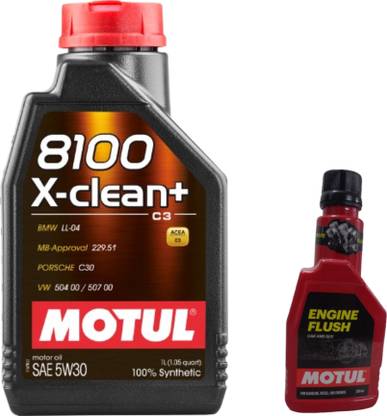 MOTUL 8100 X-CLEAN + 5W-30(1Lit)+Engine flush(250ml)Combo Full-Synthetic Engine Oil