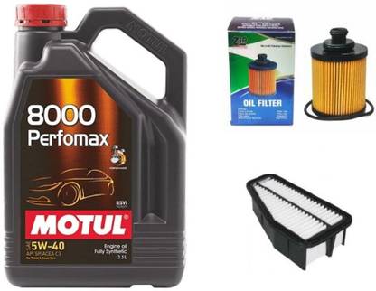 MOTUL 8000 Perfomax 5W-40-3.5L - Oil & Air Filter Combo for Maruti BALENO (DIESEL) Full-Synthetic Engine Oil
