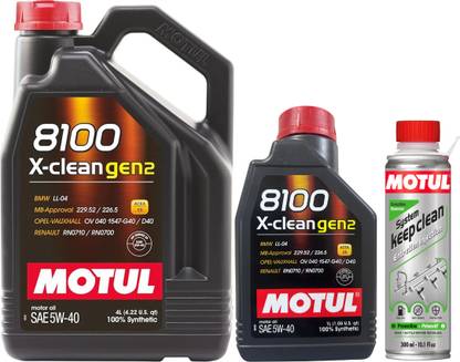 MOTUL 8100 X-CLEANGEN2 5W-40 Engine Oil - 4L and 1L (5L) With Petrol Keep Clean 300ml 5w40 Full-Synthetic Engine Oil