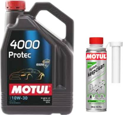 MOTUL 4000 PROTEC 10W30(3.5l)+SYSTEM KEEP CLEAN GASOLINE(300ml)Combo - Mineral Engine Oil