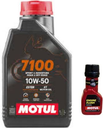 MOTUL 7100 4T 10W-50(1liter)+Engine flush(50ml) combo Full-Synthetic Engine Oil