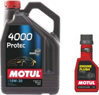 MOTUL 4000 PROTEC 10W30(3.5l)+Flush(250ml)Combo - Mineral Engine Oil