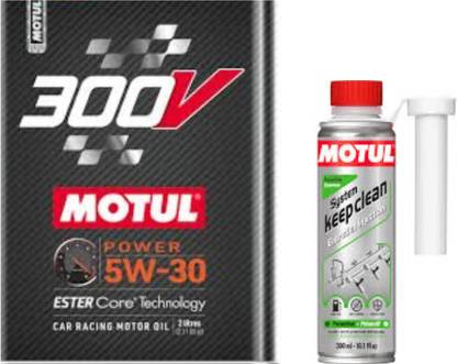 MOTUL 300V POWER 5W-30(2l)+Petrol System clean(300ml)Combo - Full-Synthetic Engine Oil