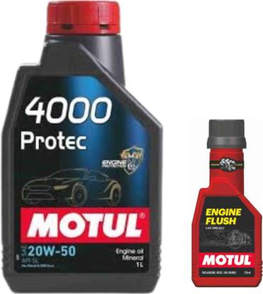 MOTUL 4000 PROTEC 20W50(1LT)+Engine Flush(250ml)Combo Mineral Engine Oil