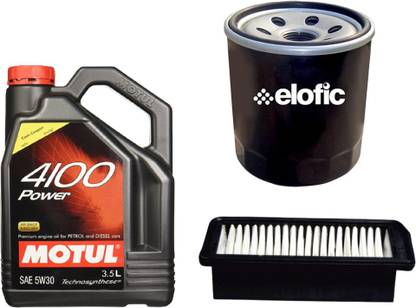 MOTUL 4100 5W30 Engine Oil, Air Filter & Oil Filter Combo for Maruti Celerio Petrol Synthetic Blend Engine Oil