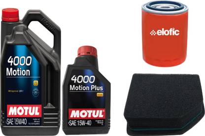 MOTUL 4000 15W40 Engine Oil, Air & Oil Filters Combo for Mineral Engine Oil
