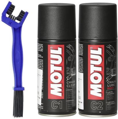 MOTUL Chain Cleaner C1 (150 ml) & Chain Lube Road C2 (150 ml) Chain Cleaner Brush | Chain Oil