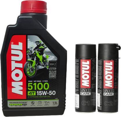 MOTUL 5100 15W50 TECHNOSYNTHESES ENGINE OIL (1L) -CHAIN CLEAN AND LUBRICANT (C1 & C2) Combo