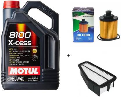 MOTUL 8100 XCESS 5W40 Engine Oil Air & Oil filters Combo for Maruti BALENO (DIESEL) High Performance Engine Oil
