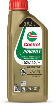 Castrol POWER1 10W-40 4T Engine Oil for High Performance Bikes|3-in-1 Synthetic Technology|BS VI Ready Full-Synthetic Engine Oil