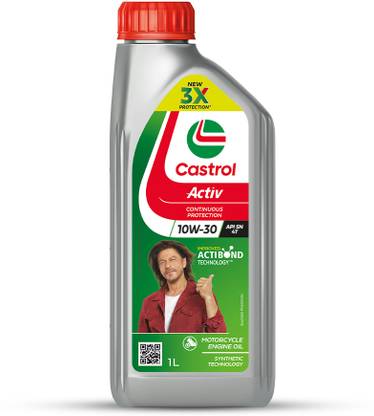 Castrol Activ 10W-30 4T 3X Protection with Actibond Technology for Bikes|API SN & JASO MA2 Synthetic Blend Engine Oil