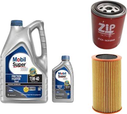 MOBIL Super 1000 15W40 Engine Oil, Air & Oil filters Combo for Mahindra Scorpio Synthetic Blend Engine Oil