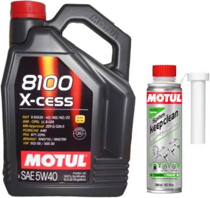 MOTUL 8100 X-CESS 5W-40(5l)+SYSTEM KEEP CLEAN GASOLINE(300ml)Combo Full-Synthetic Engine Oil