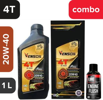 VENSOIL 20w-40 4T Hi-Tech Advance Engine Oil with UE Engine Flush 60 ml, For All Types of Morden Bikes and Gearless Scooters (1 Litre Pack ) High Performance Engine Oil