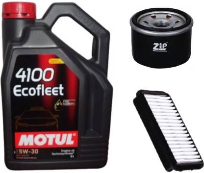 MOTUL 4100 ECOFLEET 5W30-Oil & Air Filter Combo For Maruti WagonR(Petrol OLD) Synthetic Blend Engine Oil