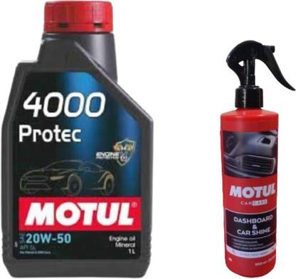 MOTUL 4000 PROTEC 20W50(1LTR)+DASHBOARD & SHINE(500ML) Mineral Engine Oil