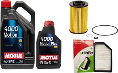MOTUL 4000 15W40 Engine Oil, Air & Oil Filters Combo for Verna Fludic Diesel Mineral Engine Oil