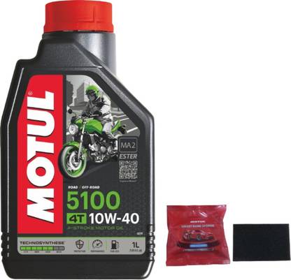 MOTUL 5100 4T 10W40 With Smart Shine Sponge Combo 10w40 Full-Synthetic Engine Oil