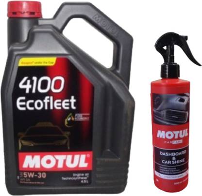 MOTUL 4100 ECOFLEET 5W30 (4.5ltr)+ DASHBOARD & CAR SHINE(500ML)COMBO Synthetic Blend Engine Oil