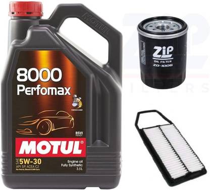 MOTUL 8000 Perfomax 5W-30, Oil & Air Filter Combo for Maruti BALENO Full-Synthetic Engine Oil