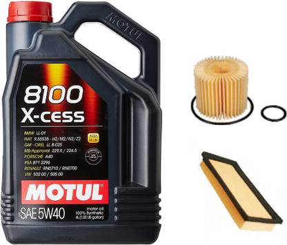 MOTUL 8100 X-CESS 5W40, Oil & Air filter Combo For TOYOTA ETIOS (DIESEL) Full-Synthetic Engine Oil