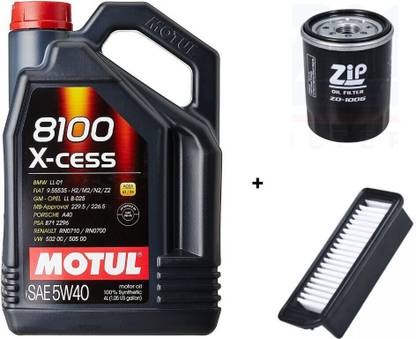 MOTUL 8100 XCESS 5W-40, Oil & Air Filter Combo for Maruti CELERIO (PETROL) Full-Synthetic Engine Oil