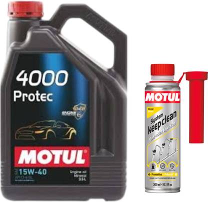 MOTUL 4000 PROTEC 15W40(3.5Lit)+ SYSTEM KEEP CLEAN DIESEL(300ml)combo Mineral Engine Oil