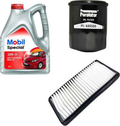 MOBIL 20W50 Engine Oil, Air Filter & Oil Filter for Maruti Swift Petrol Service Kit High Performance Engine Oil