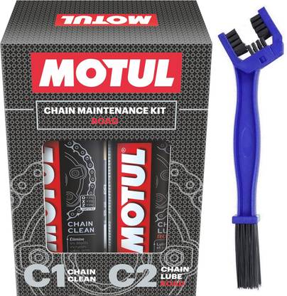 MOTUL Chain Cleaner C1 (150 ml) | Chain Lube Road C2 (150 ml) | Chain Cleaner Brush | Chain Oil