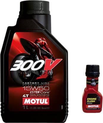 MOTUL 300V 4T 15W-50(1liter)+Engine flush(50ml) combo Full-Synthetic Engine Oil