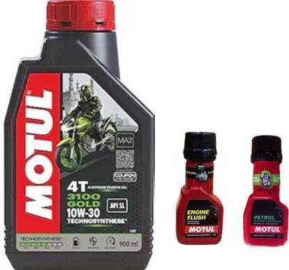 MOTUL 3100 4TGOLD 10W30(0.900Liter)+Engine flush(50ml)+Petrol system clean(50ml)COMBO Technosynthese (Semi Synthetic)