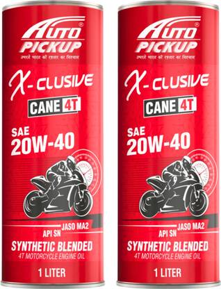AUTO PICKUP Premium Quality Combo Pack Of 2 X-Clusive Cane-4 Stroke 1Liter SAE 20W40 API SN JASO MA2 Synthetic Blend Engine Oil