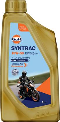 Gulf SYNTRAC 15W-50 4T API SP, JASO MA2 | Ester Technology | 2 Wheeler Bike Advanced 100% Full-Synthetic Engine Oil