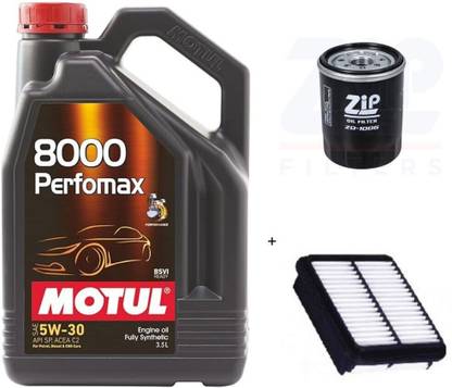 MOTUL 8000 Perfomax 5W-30-3.5L - Oil & Air Filter Combo for Maruti BALENO Full-Synthetic Engine Oil