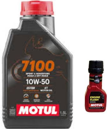 MOTUL 7100 4T 10W-50(1.5liter)+Engine flush(50ml) combo Synthetic Blend Engine Oil