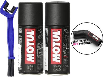 MOTUL Chain Cleaner C1 (150 ml) & Chain Lube Road C2 (150 ml) Chain Cleaner Brush | Chain Oil
