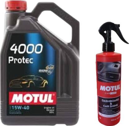 MOTUL 4000 Protec 15W40(3.5Ltr) Engine Oil, Dashboard & car shine(500ml)combo Mineral Engine Oil