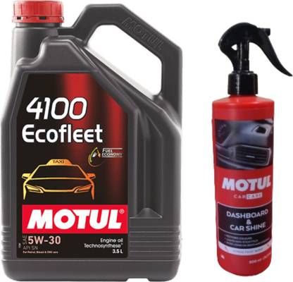 MOTUL 4100 ECOFLEET 5W30 (3.5ltr)+ DASHBOARD & CAR SHINE(500ML)COMBO Synthetic Blend Engine Oil