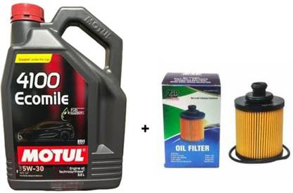 MOTUL 4100-Ecomile-5w30 & Oil filter Combo For Maruti CIAZ (DIESEL) Synthetic Blend Engine Oil