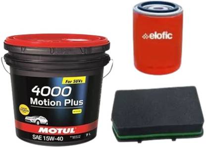 MOTUL 4000 15W40 Engine Oil, Air & Oil Filters Combo for Mahindra Thar Mineral Engine Oil