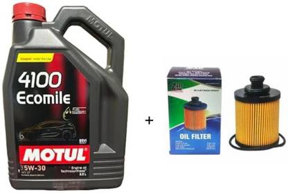 MOTUL 4100-Ecomile-5w30 & Oil filter Combo For Maruti Baleno (DIESEL) Synthetic Blend Engine Oil