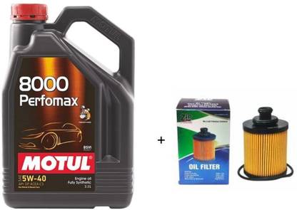 MOTUL 8000 Perfomax 5W-40 & Oil Filter Combo for Maruti BALENO (DIESEL) - Full-Synthetic Engine Oil