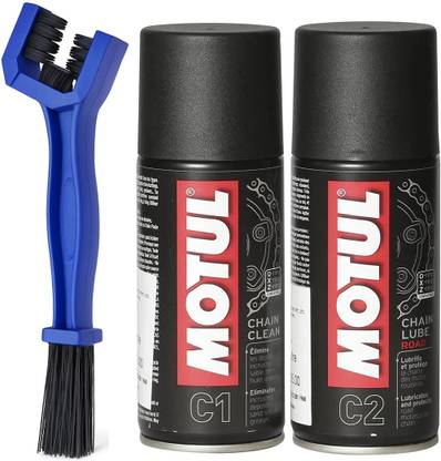 MOTUL Chain Cleaner C1 150 ML | Chain Lube Road C2 150 ML | Bike Chain Cleaner Brush | Chain Oil