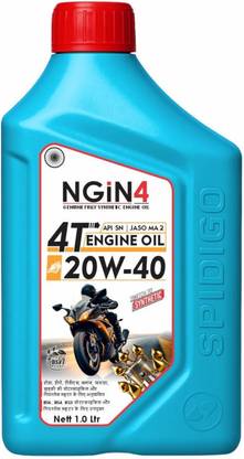 SPIDIGO PREMIUM NGIN4 4T 20W40 1LTR | BIKE ENGINE OIL | BS6 READY | Full-Synthetic Engine Oil