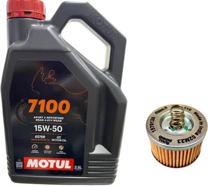 MOTUL 7100 4T 15W50 Ester core Full-Synthetic Engine Oil and Bullet BS6 Oil Filter Full-Synthetic Engine Oil