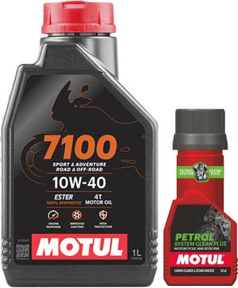 MOTUL 7100 4T 10W40 ENGINE OIL FOR BIKE - 1 L WITH PETROL SYSTEM CLEAN 50ML COMBO 10W40 Full-Synthetic Engine Oil