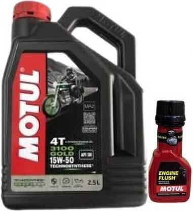 MOTUL 3100 4T GOLD 15W-50(2.5liter)+Engine flush(50ml) combo Synthetic Blend Engine Oil